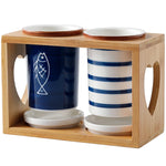 Japonês-estilo de cerâmica de bambu de madeira pauzinho titular rack de drenagem duplo barril chopstick gaiola cozinha do agregado familiar caixa de armazenamento rack