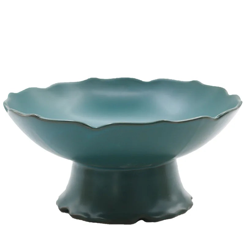 Criativo alto azul tigela de cerâmica prato salada frutas macarrão sobremesa placa restaurante do hotel utensílios cozinha porcelana novo