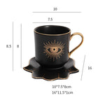 200ml olhos azuis turcos luxo xícara de café pires conjunto com mão e clothe forma prato otomano copo café cappuccino copo