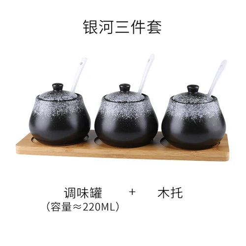 Tanque de armazenamento de cerâmica japonesa retrô para tempero de casa conjunto de garrafas de óleo tanque de sal restaurante comercial louça