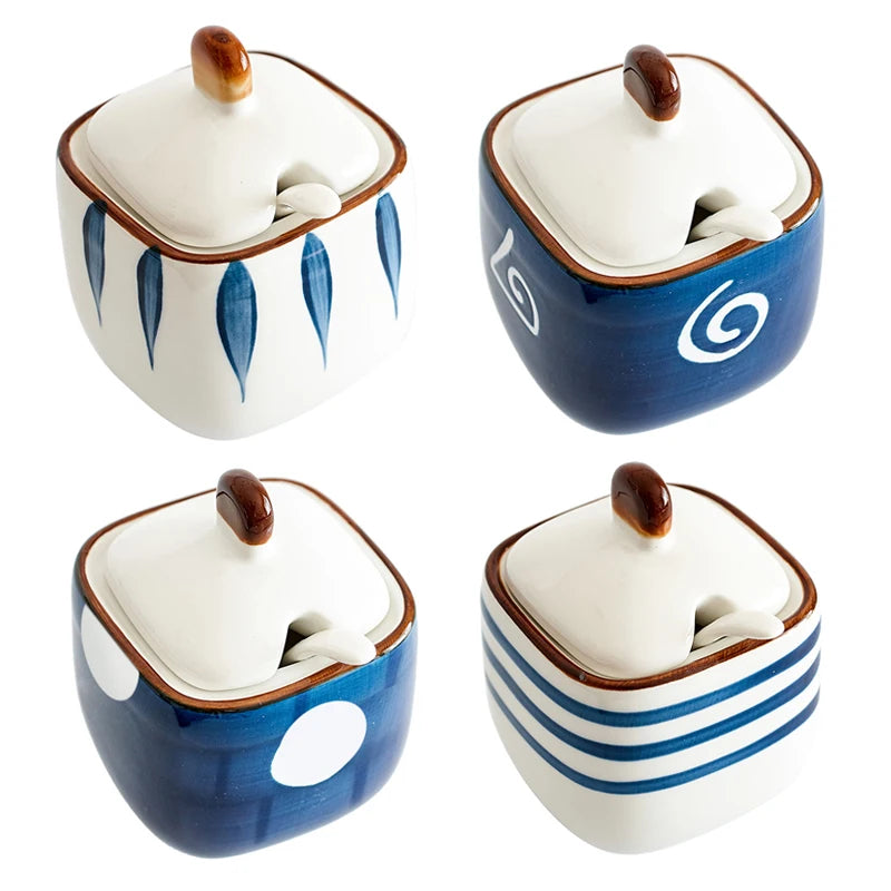 Estilo japonês tempero garrafa cerâmica saleiro cozinha recipiente de armazenamento de alimentos doméstico pimentão pimenta shaker dispensador de alimentos
