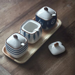 Estilo japonês tempero garrafa cerâmica saleiro cozinha recipiente de armazenamento de alimentos doméstico pimentão pimenta shaker dispensador de alimentos