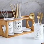 Conjunto de hashis de cerâmica, conjunto multifuncional de tubos para armazenamento de colher, hashi e garfo caixa de armazenamento de cozinha