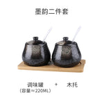 Tanque de armazenamento de cerâmica japonesa retrô para tempero de casa conjunto de garrafas de óleo tanque de sal restaurante comercial louça