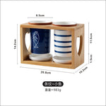 Japonês-estilo de cerâmica de bambu de madeira pauzinho titular rack de drenagem duplo barril chopstick gaiola cozinha do agregado familiar caixa de armazenamento rack