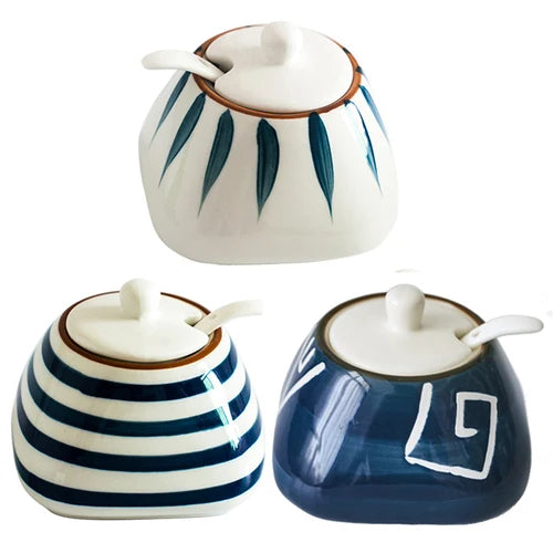 Estilo japonês tempero garrafa cerâmica saleiro cozinha recipiente de armazenamento de alimentos doméstico pimentão pimenta shaker dispensador de alimentos