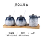 Tanque de armazenamento de cerâmica japonesa retrô para tempero de casa conjunto de garrafas de óleo tanque de sal restaurante comercial louça