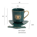 200ml olhos azuis turcos luxo xícara de café pires conjunto com mão e clothe forma prato otomano copo café cappuccino copo