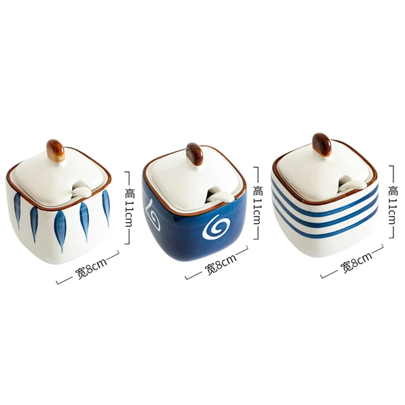 Estilo japonês tempero garrafa cerâmica saleiro cozinha recipiente de armazenamento de alimentos doméstico pimentão pimenta shaker dispensador de alimentos