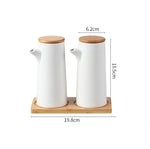 Frasco de tempero de cerâmica nórdico, molho de soja, bandeja de madeira, vinagre, conjunto doméstico de cozinha, suprimentos de combinação