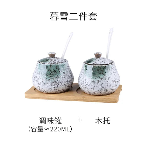 Tanque de armazenamento de cerâmica japonesa retrô para tempero de casa conjunto de garrafas de óleo tanque de sal restaurante comercial louça