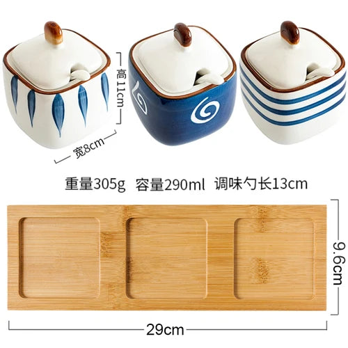 Estilo japonês tempero garrafa cerâmica saleiro cozinha recipiente de armazenamento de alimentos doméstico pimentão pimenta shaker dispensador de alimentos