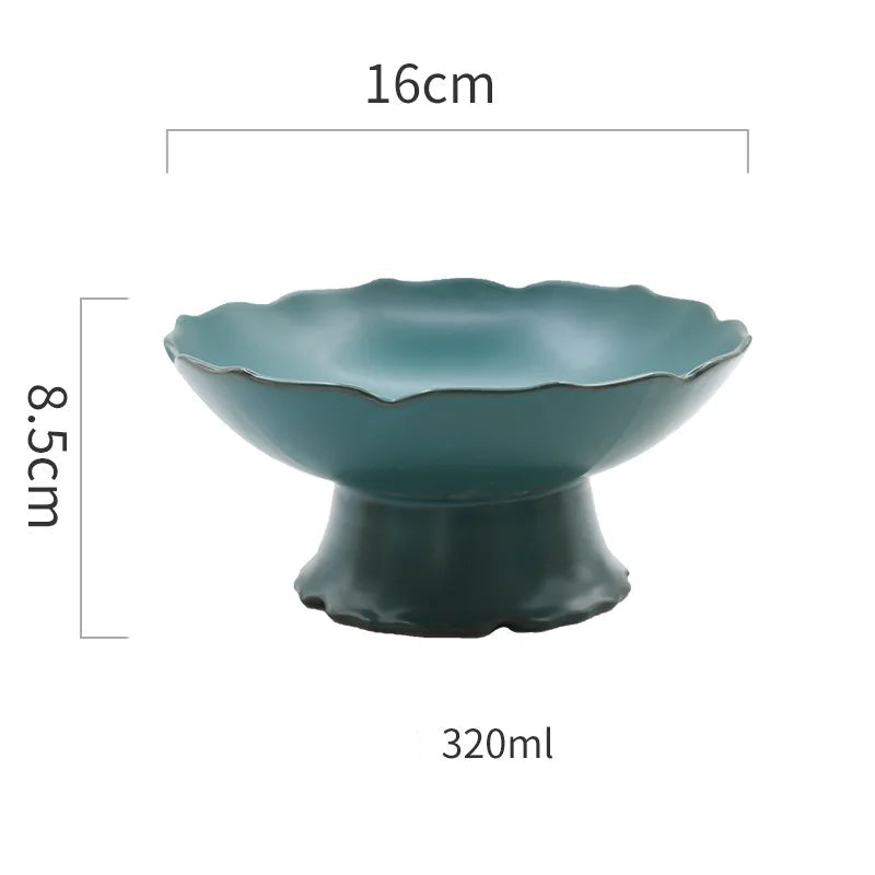 Criativo alto azul tigela de cerâmica prato salada frutas macarrão sobremesa placa restaurante do hotel utensílios cozinha porcelana novo