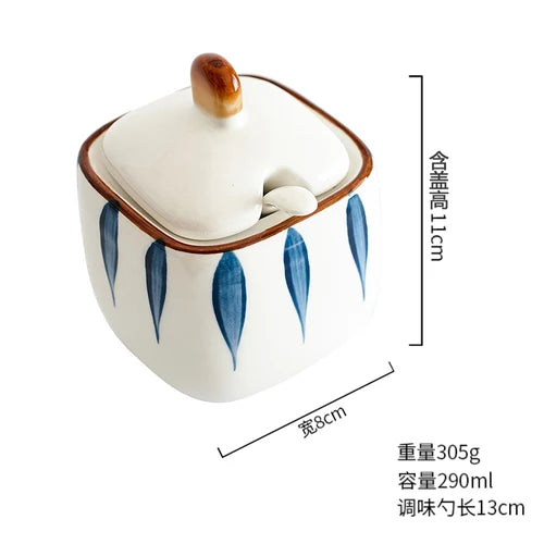 Estilo japonês tempero garrafa cerâmica saleiro cozinha recipiente de armazenamento de alimentos doméstico pimentão pimenta shaker dispensador de alimentos