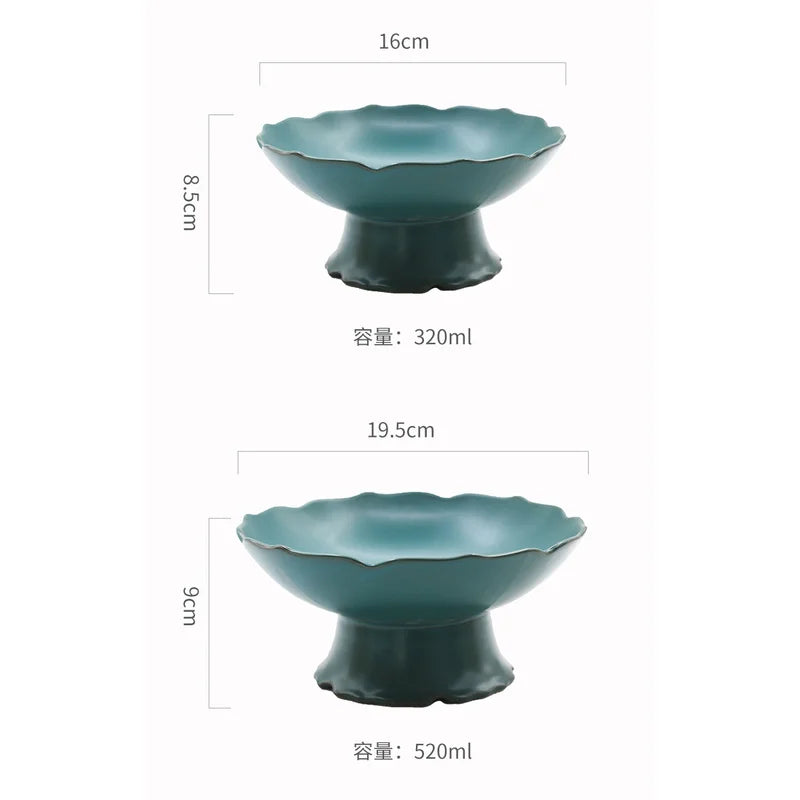 Criativo alto azul tigela de cerâmica prato salada frutas macarrão sobremesa placa restaurante do hotel utensílios cozinha porcelana novo