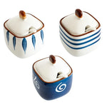 Estilo japonês tempero garrafa cerâmica saleiro cozinha recipiente de armazenamento de alimentos doméstico pimentão pimenta shaker dispensador de alimentos