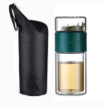 Garrafa de água de vidro com filtro de chá infusor separação de chá parede dupla garrafa de vidro garrafa de água leakproof viagem drinkware