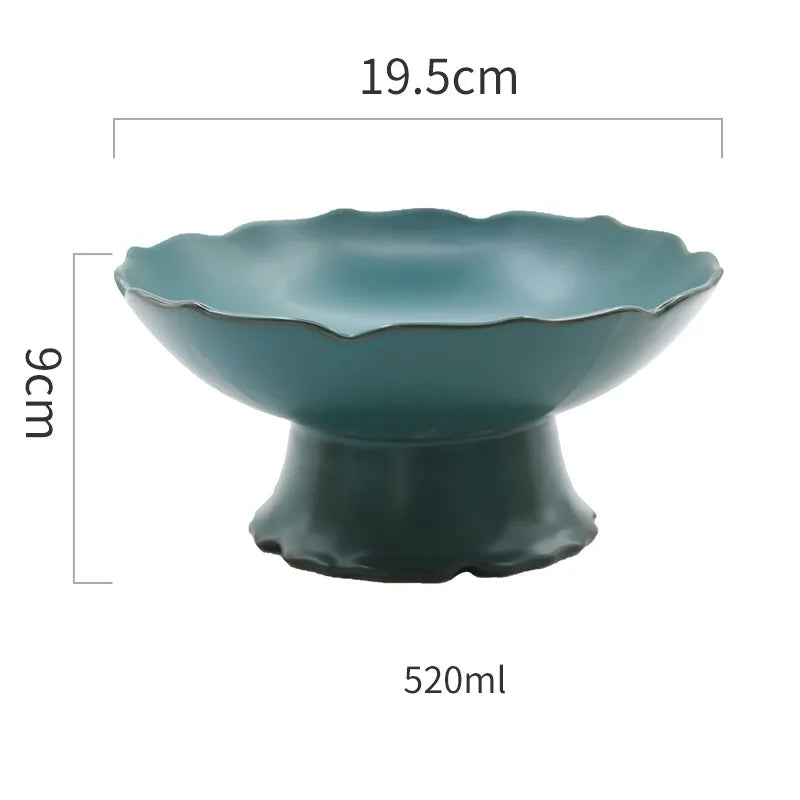 Criativo alto azul tigela de cerâmica prato salada frutas macarrão sobremesa placa restaurante do hotel utensílios cozinha porcelana novo