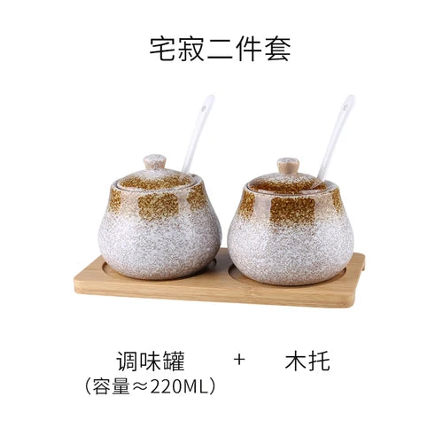 Tanque de armazenamento de cerâmica japonesa retrô para tempero de casa conjunto de garrafas de óleo tanque de sal restaurante comercial louça