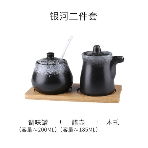 Tanque de armazenamento de cerâmica japonesa retrô para tempero de casa conjunto de garrafas de óleo tanque de sal restaurante comercial louça