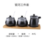 Tanque de armazenamento de cerâmica japonesa retrô para tempero de casa conjunto de garrafas de óleo tanque de sal restaurante comercial louça