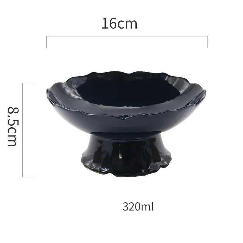 Criativo alto azul tigela de cerâmica prato salada frutas macarrão sobremesa placa restaurante do hotel utensílios cozinha porcelana novo