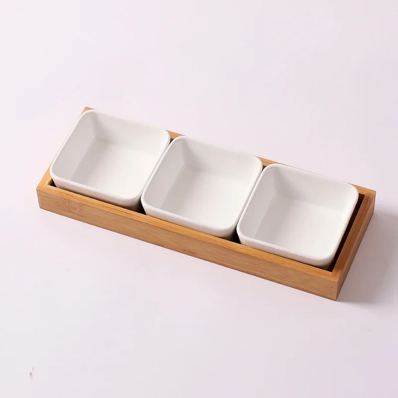 Criativo placa de lanche cerâmica branco dividir frutas secas caixa frutas lanches variedade combinação do agregado familiar molho sobremesa sushi placa