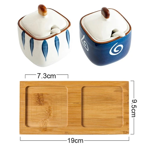 Estilo japonês tempero garrafa cerâmica saleiro cozinha recipiente de armazenamento de alimentos doméstico pimentão pimenta shaker dispensador de alimentos