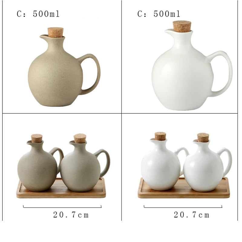 Frasco De Tempero De Cerâmica Doméstico, Pote De Azeite, Garrafa De Vinagre, Utensílios De Cozinha, Recipiente De Armazenamento De Alimentos De Porcelana, Garrafa De Molho De Soja