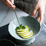 Criativo alto azul tigela de cerâmica prato salada frutas macarrão sobremesa placa restaurante do hotel utensílios cozinha porcelana novo