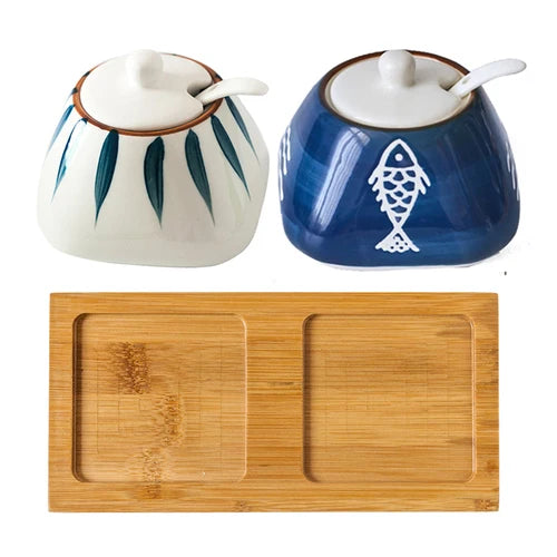 Estilo japonês tempero garrafa cerâmica saleiro cozinha recipiente de armazenamento de alimentos doméstico pimentão pimenta shaker dispensador de alimentos