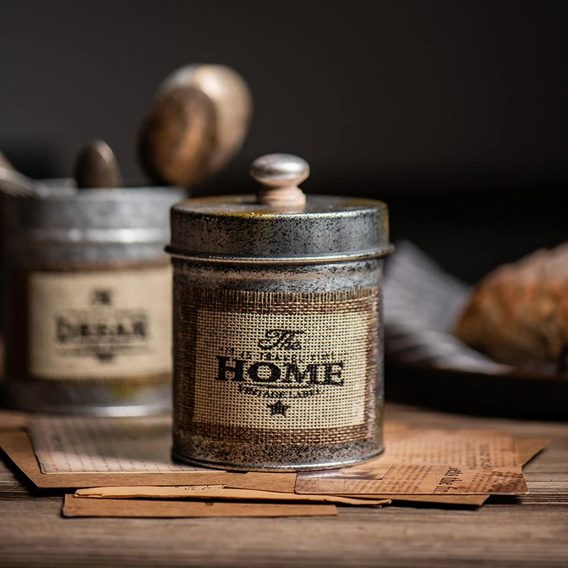Tanque De Armazenamento De Café Retro, Lron Vintage, Cereal Seco, Frascos De Nozes, Adereços De Fotografia, Recipiente De Cozinha, Home Decor, Metal Selado Latas
