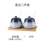 Tanque de armazenamento de cerâmica japonesa retrô para tempero de casa conjunto de garrafas de óleo tanque de sal restaurante comercial louça