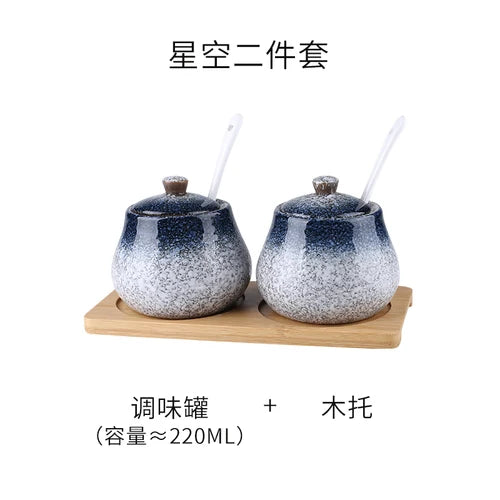 Tanque de armazenamento de cerâmica japonesa retrô para tempero de casa conjunto de garrafas de óleo tanque de sal restaurante comercial louça