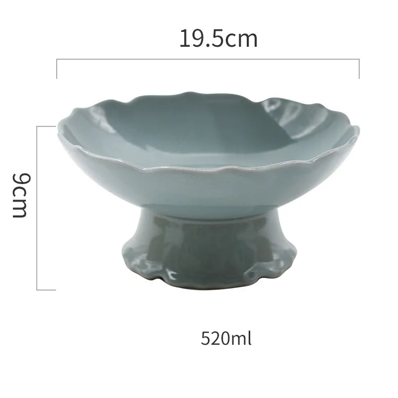 Criativo alto azul tigela de cerâmica prato salada frutas macarrão sobremesa placa restaurante do hotel utensílios cozinha porcelana novo