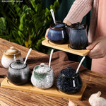 Tanque de armazenamento de cerâmica japonesa retrô para tempero de casa conjunto de garrafas de óleo tanque de sal restaurante comercial louça