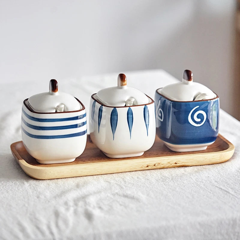 Estilo japonês tempero garrafa cerâmica saleiro cozinha recipiente de armazenamento de alimentos doméstico pimentão pimenta shaker dispensador de alimentos