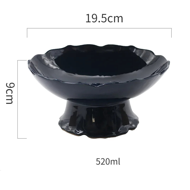 Criativo alto azul tigela de cerâmica prato salada frutas macarrão sobremesa placa restaurante do hotel utensílios cozinha porcelana novo