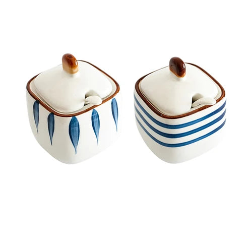 Estilo japonês tempero garrafa cerâmica saleiro cozinha recipiente de armazenamento de alimentos doméstico pimentão pimenta shaker dispensador de alimentos