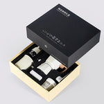 Conjunto de cafeteira moedor de mão, conjunto de moedor de mão caixa de presente, pote moka conjunto de 6 peças, com copo, lixeira de feijão, papel de filtro e colher de escova de feijão