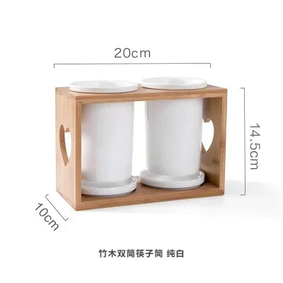 Conjunto de hashis de cerâmica, conjunto multifuncional de tubos para armazenamento de colher, hashi e garfo caixa de armazenamento de cozinha