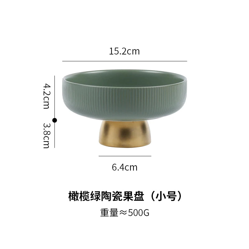 Criativo cerâmica vertical padrão bandeja de frutas com base dourada sala estar desktop lanche alto chá jóias diversos caixa armazenamento