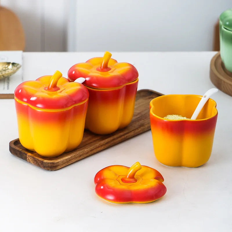 Cerâmica moderna conjunto de tempero jar cozinha do agregado familiar açúcar frasco de sal com tampa frasco grande capacidade de armazenamento de alimentos caixa de cozinha recipiente