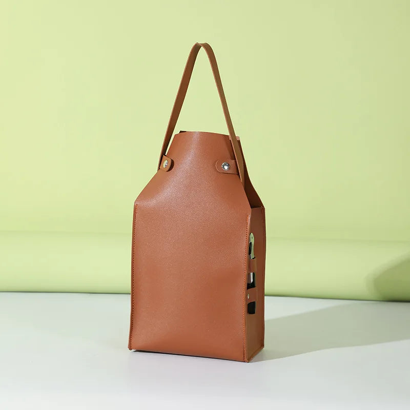 Saco de embalagem do vinho vermelho do couro do plutônio com alças, portadores reutilizáveis do vinho, bolsa de champanhe, saco de embalagem de 2 garrafas