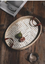 Wabi-Sabi Estilo Natural Shell Fruit Plate, Cesta De Sobremesa, Bandeja De Armazenamento De Rattan Artesanal, Banheiro Decoração De Casa Organização