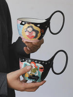 Caneca bonita cerâmica retro francesa, Copos de aveia, Xícara de café do casal, Casa bebendo utensílios, Home Drinkware Set, 400ml, 2024