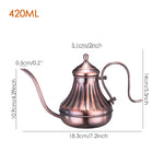 Chaleira de café em aço inoxidável, pote de chá, gotejamento retrô Gooseneck, bico, filtro gotejador, Home Pots, 420ml, 650ml