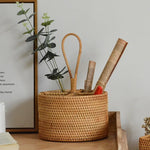 Caixa De Armazenamento De Rattan Artesanal Para Sala De Estar, Cesta De Mesa De Café, Top De Vinho Tinto, Rack De Armazenamento, Decoração De Mobiliário Doméstico