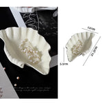 Ahunderjiaz-Creme Placa De Cerâmica Shell, Exibição De Jóias Bandeja De Armazenamento, Talheres De Cozinha Decorações, Armazenamento Em Casa E Organização