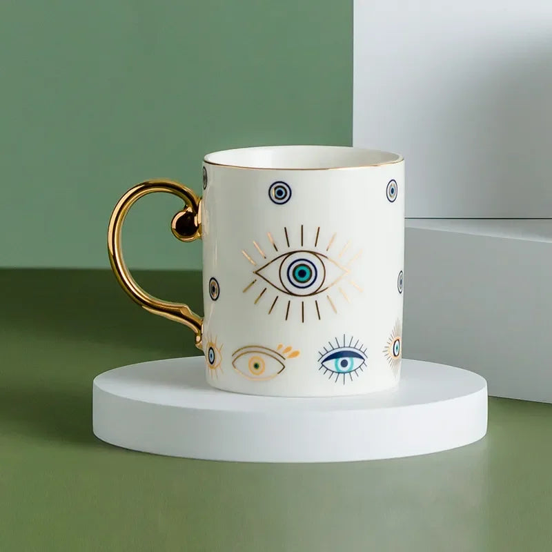 Hamsa Mão de Fátima Criativa Caneca De Café De Cerâmica, Copo De Novidade De Leite Turco, Olho Azul Malvado, Presentes Para Casais